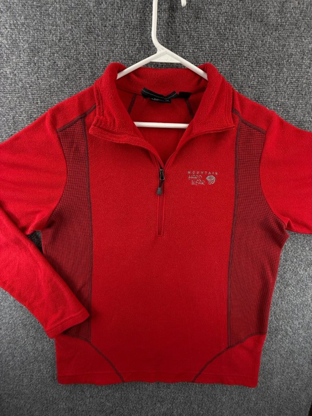 Mountain Hardwear Red Fleece Jacket Medium Logo Polyester Men Fashion Adult
